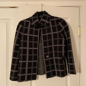 Anthropologie Windowpane Black Sweater Blazer